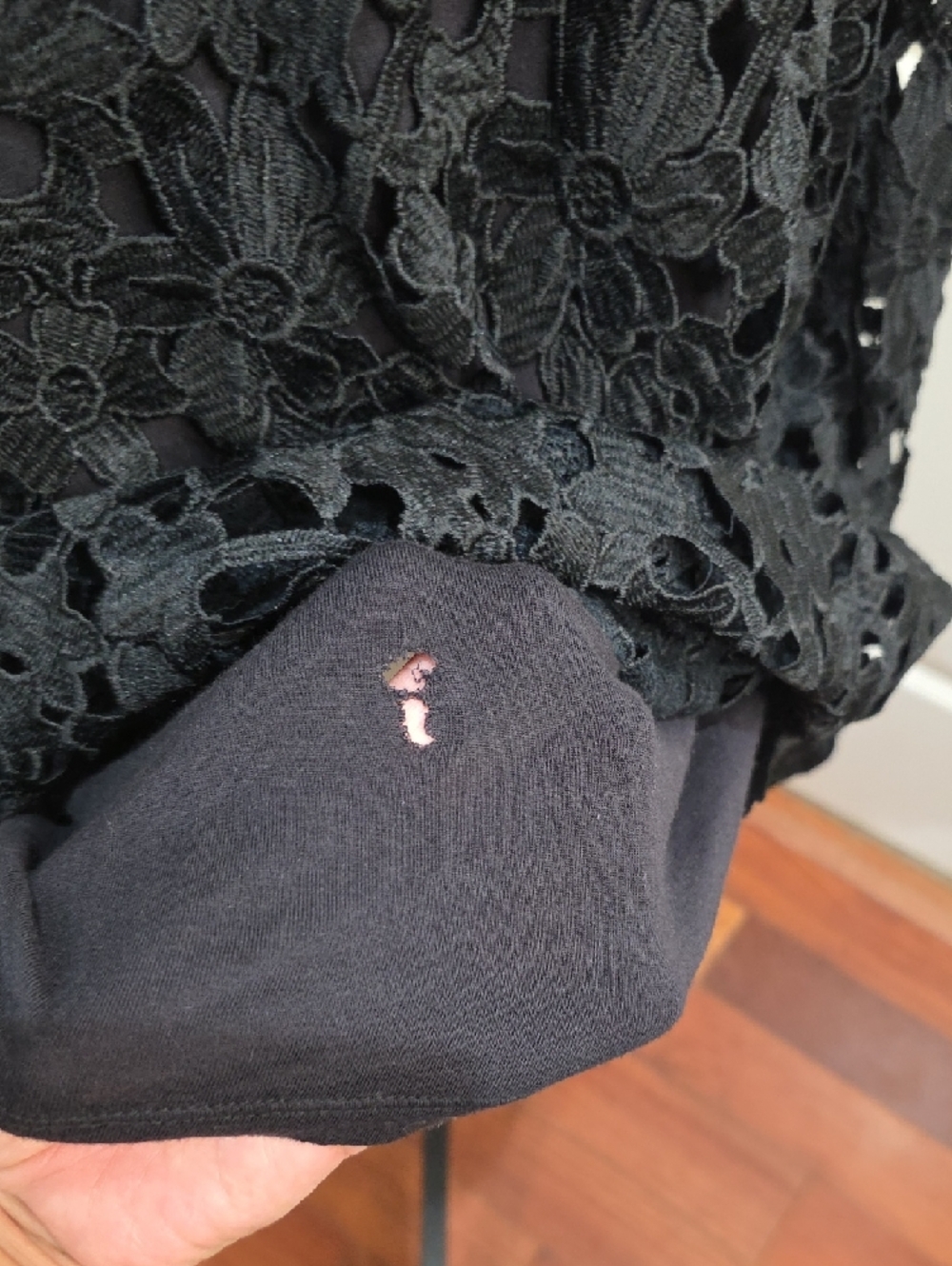 INC International Concepts Black Floral Lace Cold-Shoulder Blouse - Picture 9 of 12